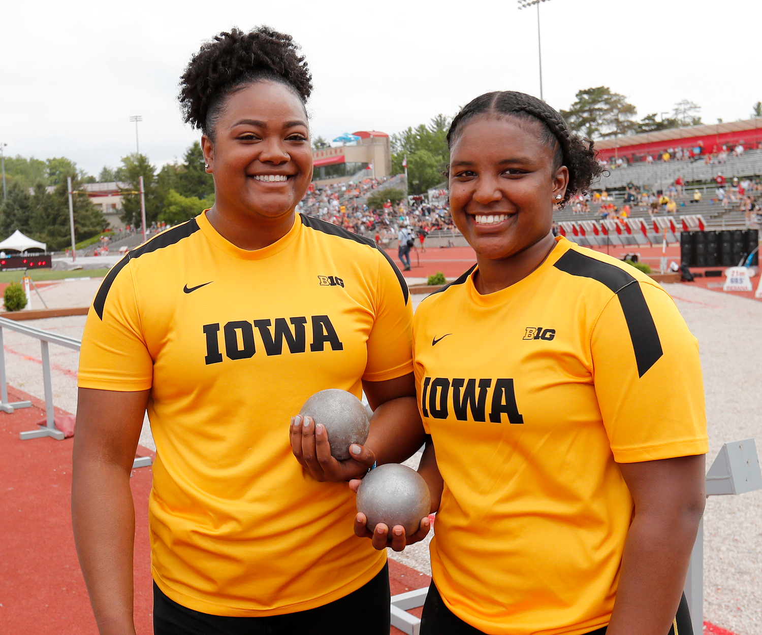 Nia Britt (right) and teammate from the Iowa Track and Field team