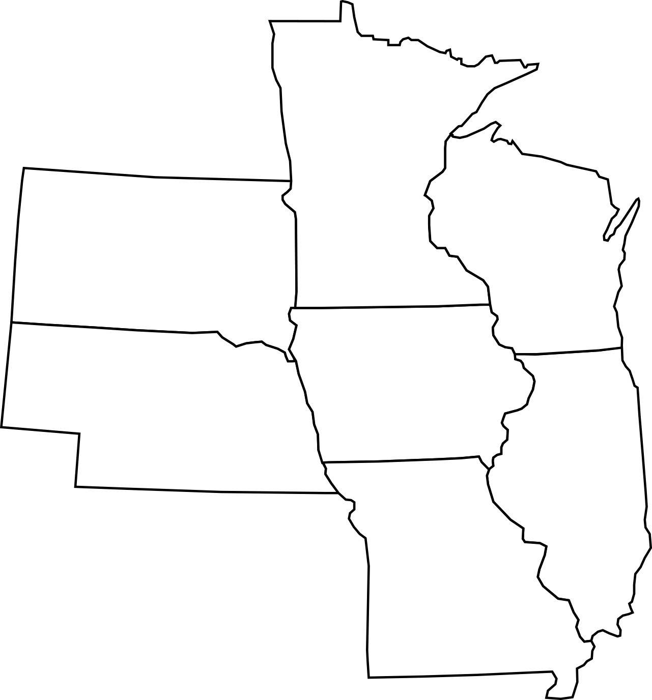 Map of Iowa and surrounding states