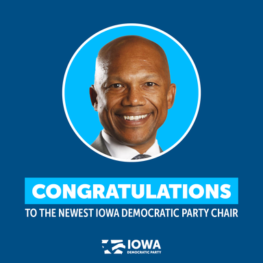Image of Ross Wilburn with the text: CONGRATULATIONS to the newest Iowa Democratic Party chair