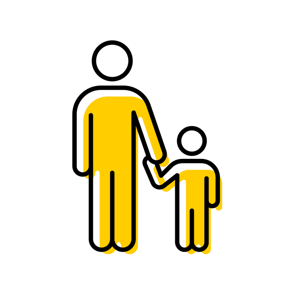 Icon of an adult holding the hand of a child